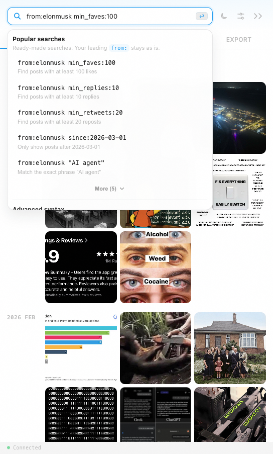DeepTweet search assist with syntax suggestions